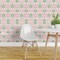 Pre-Pasted Wallpaper 2FT Wide Indian Block Print Bombay Pink And Green Colonial Custom Pre-pasted Wallpaper by Spoonflower